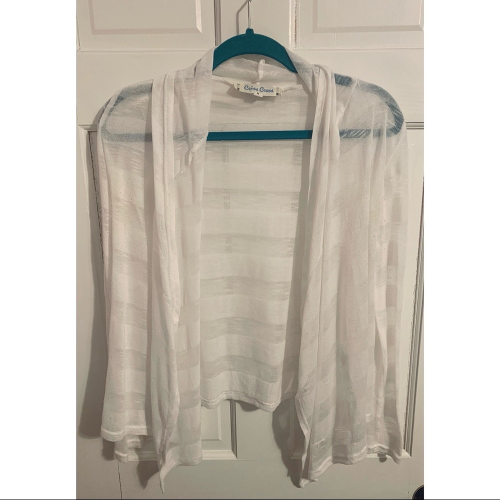 White Striped Knit Cardigan